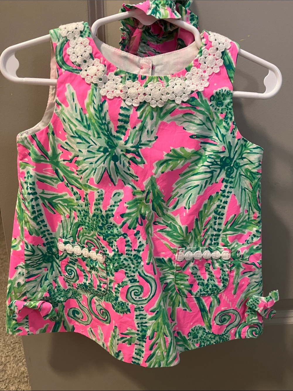 🐒Lilly Pulitzer Pink & Green Tropical Dress | size 12-18 months
